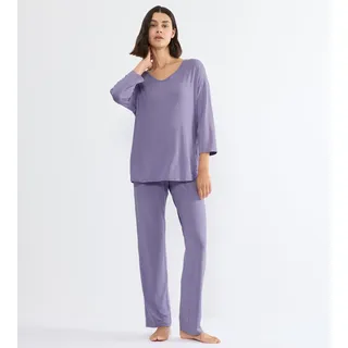 Triumph Schlafanzug "Timeless Sensuality PK 3/4 Sleeves" atmungsaktiv und weich, Spitze, lila