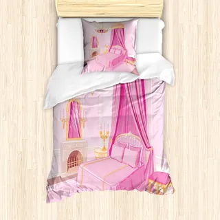 ABAKUHAUS Prinzessin Mantele, Princess Schlafzimmer Innen, Milbensicher Allergiker geeignet mit Kissenbezügen, 135 cm x 200 cm - 80 x 80 cm, rosa Gelb - Gelb