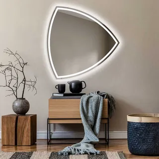 Unregelmäßiger asymmetrischer Spiegel mit LED Beleuchtung 94x94 cm - mit LED Beleuchtung - LED Farbe Kaltweiß 7000K - Individuell Nach Maß - Beleuchtet Wandspiegel Lichtspiegel Badezimmerspiegel TRR223 - Transparent