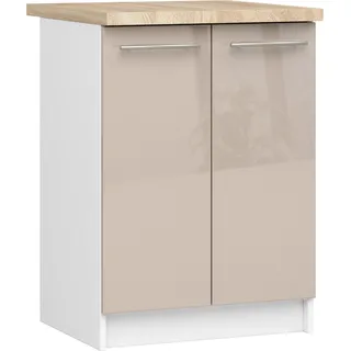 Akord Küchenschrank Oliwia 2-Türig Mit Einlegeboden Weiß-Cappuccino Hochglanz 60X46X85 Cm - Weiß, Beige