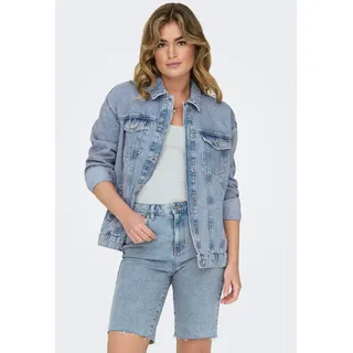 ONLY Jeansjacke »ONLOCEAN – Jeansjacke mit Knopfleiste und Bündchen« oversized fit, modisch, Denim, Baumwolle, Kragen, blau