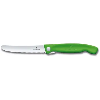 Victorinox Swiss Classic Profi Tomaten- und Tafelmesser, Extra Scharfe Klinge, Wellenschliff, 11 cm, Rostfreier Stahl, grün