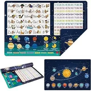 Doppelseitige Lernunterlage für Kinder mit Weltkarte & Buchstaben – Wasserdichte Schreibtischunterlage (60x40 cm), abwischbar – Kreatives Geschenk für Jungen & Mädchen