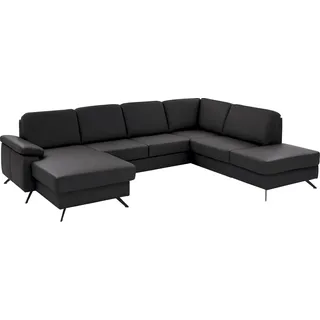 die planbar Wohnlandschaft Leder U-Form schwarz