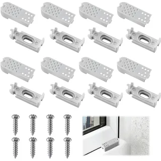 Rongrongago 8 Kit 16 Stück Plissee Ersatzteile Klemmträger, Plissee Spannschuhe mit Schrauben, Universal Spannschuhe für Verspannte Plissees für Klebeträger und Stick & Fix Front Klebeplatten