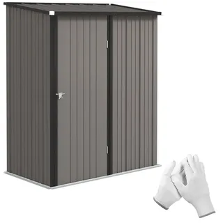 Outsunny Metall-Gerätehaus mit Pultdach 1,34m2 161,5 x 94,5 x 196cm , Hellgrau , Metall , 94.5x196x161.5 cm , Gartenzubehör, Geräteschuppen