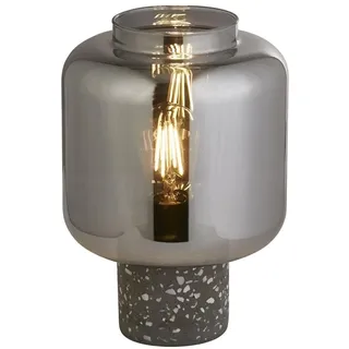 Licht-Erlebnisse Tischleuchte Denise Rauchglas Beton Terrazzo E27 28 cm