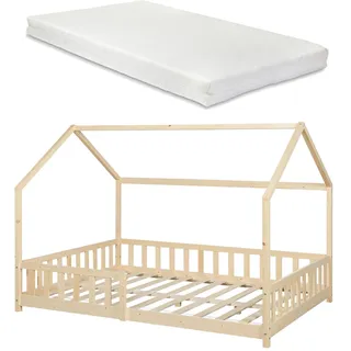 [en.casa] Hausbett Hesel 140 x 200 cm Kiefer naturbelassen beige