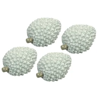 Zapfen aus Terrakotta mit Glitzer Deko Figur Objekt Dekofigur Skulpturen Statue Wohnaccessoires Weihnachtsdeko Schmuck Bad Tischdeko Geschenk Glitter Glanz Keramik 4er Set