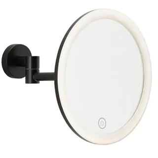 Tesa VISIOON LED-Kosmetikspiegel - kabelloser Schminkspiegel mit Beleuchtung - Touch Control, integrierter Akku, 5-fache Vergrößerung, Gelenkarm - Wandmontage ohne Bohren - 18 cm
