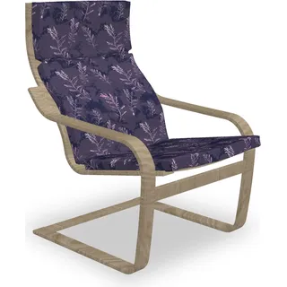 ABAKUHAUS Natur Poäng Sessel Polster, Abstrakte Verzweigte Kräuter Kunst, Sitzkissen mit Stuhlkissen mit Hakenschlaufe und Reißverschluss, Dark Purple Baby Pink - Rosa