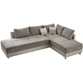 luma-home Eckcouch Kunstleder + Mikrofaser 2-Sitzer Beige/Graubraun