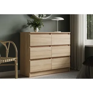 home collective Kommode mit 6 Schubladen 95 x 77,5 x 35 cm Beige