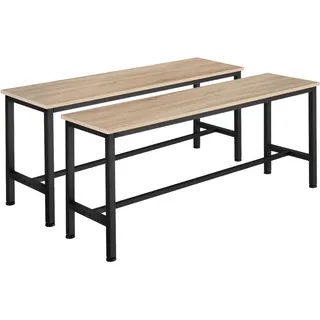 tectake Sitzbank 2er Set Fairfield, 108 x 32,5 x 50 cm, Industrial Holz hell, Eiche Sonoma , Naturfarben , Holzwerkstoff , Recyclingholz , Beton Optik , Rechteckig , 32.5x50x108 cm , Esszimmer, Bänke, Sitzbänke