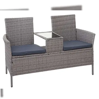 Mendler HWC-E24 132 x 55 x 84 cm grau/dunkelgrau inkl. Tisch