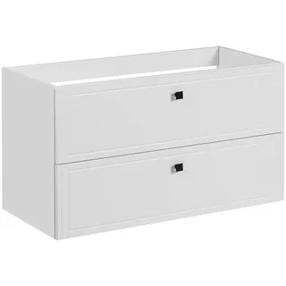 Havana White Hängender Waschtischunterschrank, 100 cm Breit, 2 Schubladen, Weiß - Weiß