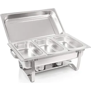 Bc-elec - F433-3 Speisenwärmer Buffetwärmer 3x GN1/3 bain marie mit Deckel, 60x37x29cm - Grau