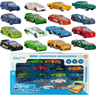 MalPlay Auto Spielzeug Kinder- Mini Auto Set 1:64 | Rennauto Spielzeugauto Geschenkset | 16 im Set