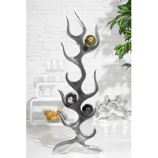 Designer Weinregal für 9 Flaschen poliertes Aluminium Höhe: 93 cm, Breite: 27 cm, Tiefe: 14 cm - Flaschenhalter, Flaschenablage Flammen Flames - Silber