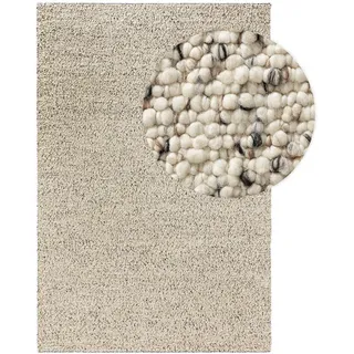 benuta Pure Wollteppich Patch Weiß/Schwarz 200x300 cm , Textil , Rechteckig , 200x300 cm , Oeko-Tex® Standard 100 , pflegeleicht , Teppiche und Böden, Teppiche, Schafwollteppiche