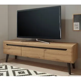 TV-Lowboard "Ronson" in Artisan Eiche und schwarz TV-Unterteil skandinavisch - Braun, Schwarz, Naturbelassen