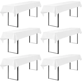 6 Stück Biertisch Tischdecke universal für 50cm u.70cm Biertische Hussen für Biertisch Biertischhussen Biertisch-Husse Bierzeltgarnitur Rechteckige Tischdecken Waschbar 100x250cm(Weiß) - Weiß