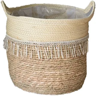 KMERCE Seegras Pflanzkorb groß,Korb geflochten, übertopf Korb, blumentopf Boho, blumenkorb geflochten für zimmerpflanzen, übertopf 25 cm Durchmesser für drinnen und draußen