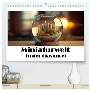 Miniaturwelt in der Glaskugel (hochwertiger Premium Wandkalender 2026 DIN A2 quer), Kunstdruck in Hochglanz: Eine Welt im Miniaturformat (CALVENDO Spass)