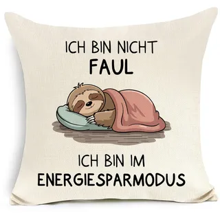 Awyuan Lustiges Geschenk Ich Bin Nicht faul, ich Bin im Energiesparmodus Kissenbezug für Frauen Männer Mutter Vater Großmutter Großvater Kreatives Kissen Geburtstagsgeschenk (Faultier)