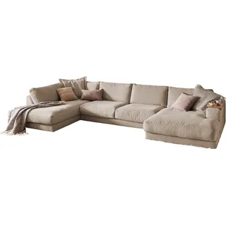 KAWOLA Sofa MADELINE Wohnlandschaft U-Form Cord taupe Longchair rechts - Taupe