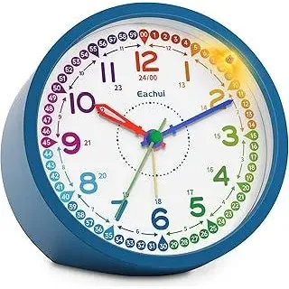 Analog Wecker Kinder ohne Ticken für Jungen und Mädchen - Lernwecker mit Nachtlicht, Snooze und batteriebetrieben analog Quarzwecker, einfach einzustellen