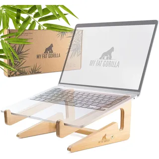 My Fat Gorilla Laptop Ständer aus Bambus, Notebook Ständer für 10-15 Zoll, MacBook Stand, Laptop Halter Holz, Laptop Erhöhung, Notebookständer, vertikaler Laptop Stand, Schreibtisch Zubehör