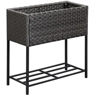 Outsunny Poly Rattan, Hochbeet, Braun , Metall , 30x70x70 cm , Gartenzubehör, Hochbeete