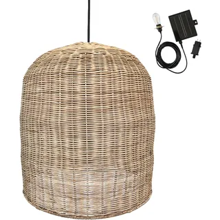 Lumisky Giacomo Solar Pendelleuchte aus natürlichem Rattan, mit Hybridkabel, Netz- und Solarkabel, 5 m Länge