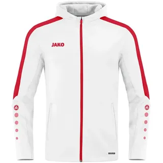Jako Damen Kapuzenjacke Power, Farbe:weiß/rot, Größe:42 - Weiß