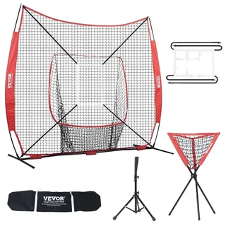 Vevor 244 x 106 x 211 cm Baseball-Softball-Übungsnetz, Baseball-Trainingsnetz, Schlagen, Fangen, Pitchen, Backstop-Baseballausrüstung mit Bogenrahmen, Tragetasche, Schlagzone, Ball, Ballsammler
