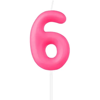 Macaron heiß pink Zahl 6 Kerzen, heiß pink 6th Geburtstag Kerzen, Macaron Happy Birthday Kerze für Kuchen, süße Kuchendekoration, Macaron heiß pink Kerzen für Mädchen Jungen Geburtstagsdekorationen