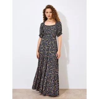 Maxikleid APRICOT "Geblümtes Paisley-Maxikleid", Damen, Gr. L (40), N-Gr, blau (navy), gewebt, Obermaterial: 100% Viskose CV., geblümt, normal, Puffärmel, Kleider Maxikleid, mit elastischen Details