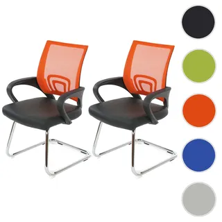 2er-Set Konferenzstuhl Ancona, Besucherstuhl, Kunstleder MVG-zertifiziert ~ orange