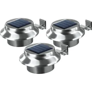 EasyMaxx Solarleuchte Edelstahl 12 cm h 3er Set silber