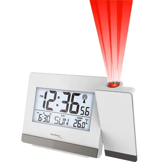 Technoline WT 538 Funk Projektionswecker mit DCF77 Funkuhr | Temperaturanzeige | Dauerprojektion | Snooze | Kalender | Wochentag | Hintergrundbeleuchtung | Netzteil inklusive | weiß
