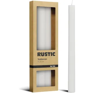 Brandsseller 4er Set Tafelkerzen 2x25 cm – durchgefärbt aus Paraffin – lange Brenndauer 6h – elegante Stabkerzen für Tischdeko, Weihnachten & Feste – passend für Kerzenhalter - Weiß