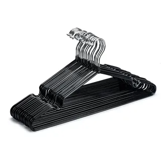 HOUSE DAY Kleiderbügel Schwarz Metall Kleiderbügel Platzsparend Bügel Drahtbügel rutschfest Bügel Stabil 0,4cm Dick 20 Stück