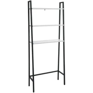 Mendler Standregal HWC-K82, Badregal Waschmaschinen-Regal Leiterregal, Industrial Metall Holz 155x64x25cm - Marmor-Optik weiß