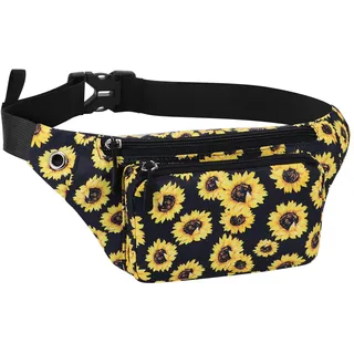 HAWEE Sport Bauchtasche Unisex Leichte Gürteltasche Hüfttasche Multicolor mit Verstellbarem Gürtel und Kopfhöreranschluss für Damen Herren Outdoor Reisen Wandern Joggen Radfahren Laufen Sonnenblume