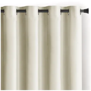 AmeliaHome Set Vorhang H 245 x B 140 cm mit Raffhalter 54 x 10 cm Velvet Optik Creme 1 St. Ösenschal Samt Halbverdunkelungsvorhang Fensterdekoration Dekoschal Dekorvorhang