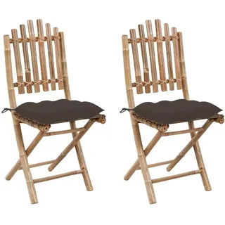 Klappbare Gartenstühle 2 Stk. mit Kissen Bambus - Taupe, Bunt