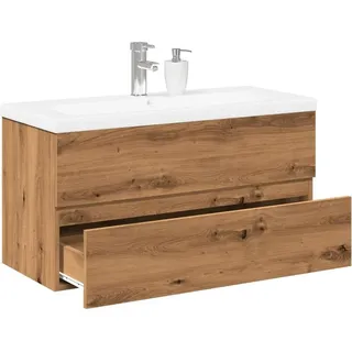vidaXL Waschbeckenunterschrank mit Einbaubecken Artisan-Eiche - Braun