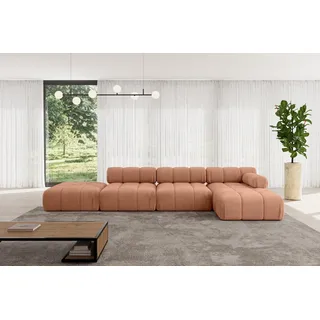 altdecor Modulares Sofa Ecksofa in L-Form - Lizur-L2 - 380x160x70 cm Apricot Corner modular Sofa Eckcouch Couch Wohnlandschaft Cauchsofa Polstersofa - Orange