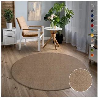 Sanat Teppich Uni Modern Teppiche fürs Schlafzimmer, Arbeitszimmer, Büro, Flur, Kinderzimmer und Küche - Beige, 200 cm Rund
